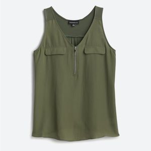 OLIVE ZIP FRONT TOP